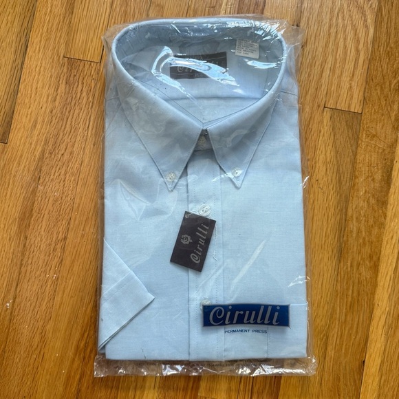 Cirulli Men’s Blue Short Sleeve Permanent Press Button Down Shirt NWT - Picture 1 of 5